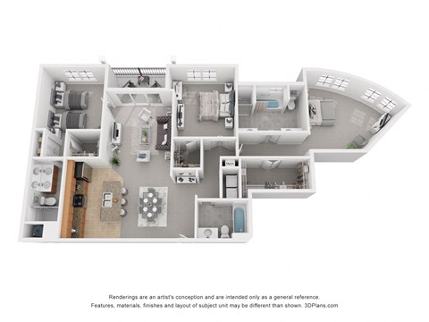 Floor plan for 3 beds, 3 baths, 1723 sqft